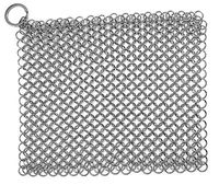 Stainless Steel Cast Iron Cleaner, Chainmail Scrubber, Skillet Grill Scraper with Hanging Ring Anti-Rust Made for Cast Iron Pans, Pre-Seasoned Pan, Waffle Iron, Dutch Oven Pans, 7inch x 7 inch Square
