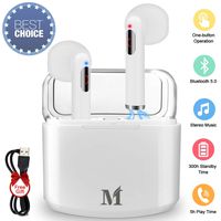 Wireless Earbuds,Bluetooth Earbuds Wireless Earphones Stereo Wireless Earbuds with Microphone/Charging Case Bluetooth in Ear Earphones Sports Earpieces Compatible iOS Samsung Android Phones(White)