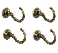Batino 12pcs Retro Zinc Alloy Carving Screw-in Wall Ceiling Hooks Vintage Hanging Peg Hook (Bronze)