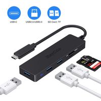 USB C Hub, 5 in 1 Type C Adapter for MacBook with 3 USB 3.0, SD/TF Card Reader, Suitable for All Type C Computers and Mobile Phones USB C Output