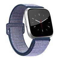 AK for Fitbit Versa Bands, Soft Fabric Replacement Wristband Sports Strap with Fastener Adjustable Velcro Closure for Fitbit Versa Women Men (Midnight Blue, 5.5" - 9.4")