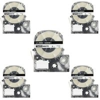 Replace Label Tape for Epson LK3WBN LC3WBN9(SS9KW), Label Tape Cartridge Compatible for Epson LabelWorks LW300 LW400 LW500 LW600P LW700 Black on White 3/8 Inch X 26.2 Feet(9mm x 8M),5 Pack