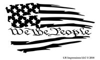 UR Impressions MBlk Tattered American Flag - We The People Decal Vinyl Sticker Graphics for Cars Trucks SUV Vans Walls Windows Laptop|Matte Black|7.5 X 4.2 inch|URI610