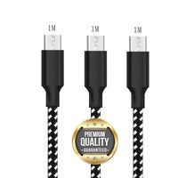 ALEVEL Micro USB Cable, 3Pack 3FT[1M] Nylon Braided USB Charger Cable, USB Charging Cable for Samsung Galaxy J8/J7/S7/S6/Edge/Note5, Sony, HTC, LG, Android Tablets and More - Black White