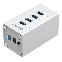 ORICO 4 Port Aluminum USB 3.0 HUB with 12V2.5A Power Adapter and 3.3Ft. USB3.0 Date Cable - Sliver(A3H4)