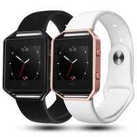 Greatgo for Fitbit Blaze Bands,Soft Silicone Replacement Bands with Black Frame and Screen Protector 3 in 1 for Fitbit Blaze Smart Fitness Watch (5.7"-7.5"), Silicone White Black