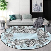 RUGSMAT Mint Round Area Rug,Modern Stylized Bridal Protect Floors While Securing Rug Making Vacuuming Diameter-31