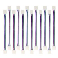Hitlights LED Connector, 12Pack 10mm 4 Pin RGB LED Strip Connectors - 6Inch Solderless Connectors for 5050 LED Tape Light, Kitchens, Cabinets and More