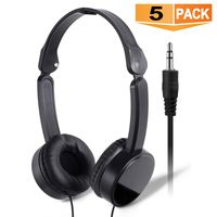 Wholesale Bulk Headphones for Kids Classroom - SP Soundpretty 5 Pack Headphones in Bulk SP-T05 Back to School Black Adjustable Foldable Headsets for Students School Children
