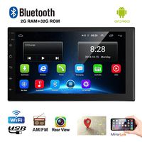 Car Stereo Double Din 7" Touch Screen in Dash Car Stereo 2G 32G Car Audio FM AM Car Radio Bluetooth GPS Navigation WiFi USB Support 4G SIM Card, Mirror Link, Rear View Camera, Steering Wheel Control