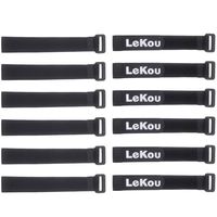 Reusable Cinch Strap Lekou Nylon Hook and Loop Straps,Durable Organizer Cable tie,Black,0.75"x 8"12 Pack