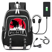 PXJW327JK Godzilla Logo Unisex Backpack College School Travel Laptop Backpack Daypack with USB Charging Port
