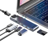 USB C Hub Adapter, Baseus 7-in-2 Thunderbolt 3 Hub for MacBook Pro 2018/2017/2016, MacBook Air 2018,with 40Gbps Thunderbolt 3 5K@60Hz and 87W PD,Ethernet Port,4K HDMI,2 USB 3.0,SD/Micro SD Card Reader