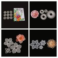 Meslio 4pcs Flower Combination Cutting Dies Metal Scrapbooking Stencils Die for DIY Embossing Photo Album Decorative DIY Paper Cards Making Gifts