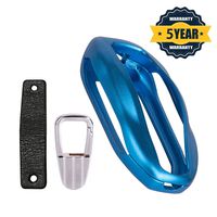 Tesla Key Fob Cover Case，Premium Aluminum Car Key Fob Cover Key Chain Compatible Model with Leather Key Strap (Blue)