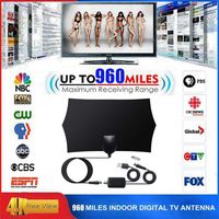 FOFOTOP Digital Amplified HD Digital TV Antenna Signal Booster USB Power Supply 960 Miles Max Receiving Range Indoor HD TV Antenna Free