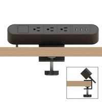 Desk Clamp Power Strip 3 Outlet with 3 USB,The Clamp Edge Mount Power Center,Aluminum Alloy Fireproof Desktop Power Socket with Switch