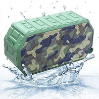 Barsone Portable Wireless Bluetooth Waterproof Speaker, Built-in Mic, Dual-Driver IPX6 Shockproof/Dustproof Speaker with Superior Sound for Camping, Hiking, Biking, Home, Beach - Camouflage