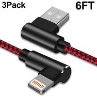 90 Degree Lightning Cable 6FT Braided iPhone Charger Cable Right Angle Compatible with iPhone Xs/XS Max/XR/X / 8/8 Plus / 7 iPad (red Black, 6ft)