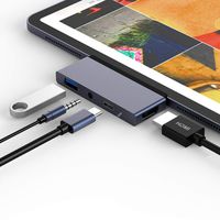 Aluminum Type-C Mobile Pro Hub Adapter with USB-C PD Charging, 4K HDMI, USB 3.0 & 3.5mm Headphone Jack - Compatible with 2018 iPad Pro, Microsoft Surface Go (Space Gray)