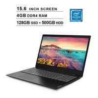 Lenovo Ideapad S145 Newest 15.6 Inch Premium Laptop, Intel Celeron 4205U 1.8GHz, Intel UHD 610, 4GB DDR4 RAM, 128GB SSD (Boot) + 500GB HDD, Webcam, Bluetooth, HDMI, WiFi, Windows 10 Home, Black