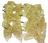 Gold Metallic Mesh Fabric Twist Tie Gift Favor Bows, 20 Ct. Sparkle, Thank You Favors, Treat Bags, Party Decor, Ornaments, Christmas, Weddings, Showers, Promotional Gifts, Party Prizes