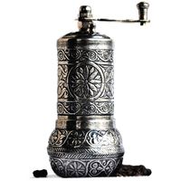Bazaar Anatolia Pepper Mill, Spice Grinder, Pepper Grinder, Turkish Grinder (Dark Silver, 4.2")