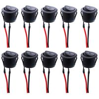 Twidec/10Pcs AC 6A/250V 10A/125V SPST 2 Pins 2 Position On/Off Car Boat Round Black Rocker Switch Toggle with Pre-soldered Wires（Quality Assurance for 1 Years） KCD1-2-101-X-H