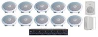 Home Audio Whole House Speaker System- 12 Speakers: 5pr- Flush 8" Round Speakers, 1pr- Outdoor Speakers & Switcher