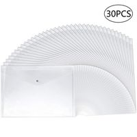 30pcs Plastic Envelopes, Clear Reusable Poly Envelope Waterproof File Folder with Snap Button, US Letter/A4 Size