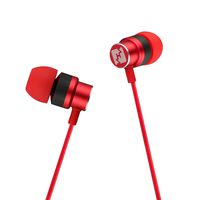 Kinwal in-Ear Earbuds Earphone, Nylon Braided Headphones Stereo Noise Isolation Headset with Mic for iPhone, iPod, iPad, Android Smartphone and Tablet, MP3 Player and All 3.5mm Audio Devices (Red)