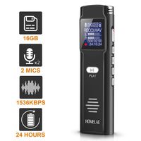 Digital Voice Activated Recorder，16GB Mini Sound Audio Recorder for Meetings, Classes,Lectures, Interviews, Portable USB Dictaphone with Noise Reduction, Rechargeable (Black)