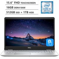 2019 Newest Dell Inspiron 15.6" Full HD LED-backlit Touchscreen Laptop, Intel Core i5-8265U Processor up to 3.9GHz, 16GB RAM, 512GB M.2 SSD + 1TB HDD, Backlit Keyboard, Wireless-AC, Windows 10, Silver