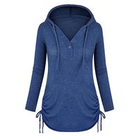 Shusuen Women's Funnel Neck Pullover Hoodie Top Casual T-Shirt Long Sleeve Button Cowl Neck Tunic Sweatshirt Blouse