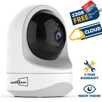 WiFi Camera with Free 32G MicroSD Card, WallQmer 2019 Autumn Design, Baby Monitor, 1080P, Pan/Tilt/Zoom, Night Vision, Motion Alerts, 2 Way Audio, Cloud/SD Card Storage for Pets/Kids/Nanny/Security