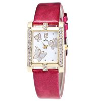 Women Quartz Watch Hosamtel Ladies Casual Faux Leather Checkers Rectangle Dial Analog Watch (Red 02)