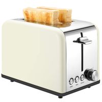 Toaster 2 Slice, Retro Small Toaster with Bagel, Cancel, Defrost Function, Extra Wide Slot Compact Stainless Steel Toasters for Bread Waffles, Cream