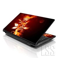 LSS Laptop 17-17.3" Skin Cover with Colorful Red Flame Floral Pattern for HP Dell Lenovo Apple Asus Acer Compaq - Fits 16.5" 17" 17.3" 18.4" 19" (2 Wrist Pads Free)