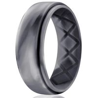 Egnaro Silicone Wedding Ring for Men, Breathable Mens' Rubber Wedding Bands, Size 8 9 10 11 12 13, for Crossfit Workout