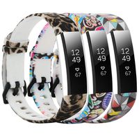 Baaletc Cute Rubber Replacement Accessory Watch Band/Wristband Bracelet Strap with Stainless Steel Buckle for Fitbit Alta, Fitbit Alta HR Fitness Trackers, One Size(Leopard/Peacock/Geometric Design)