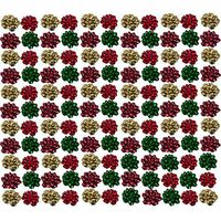 Berwick Offray (120 Count Small Gift Bows Assorted for Presents Reusable Gift Wrap Birthday Holiday Mini Gift Bows Bulk, Gift Wrap Supplies