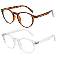 Blue Light Blocking Glasses Vintage Round Eyeglasses Frame Reduce Headache Anti Eyestrain Reading/Gaming/Phones Glasses (2 Pack (Tortoise & Transparent))