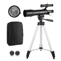 DQQ Refractor Finderscope Astronomy Educational Telescope for Kids Beginners Travel Scope with Tripod and Backpack Black 50mm,3X Barlow Lens
