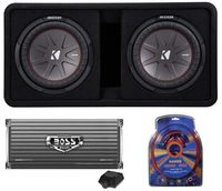 Kicker 43DCWR122 12" 2000W Car Subwoofers Subs + Box+4000 Watt Mono Amp + Wiring