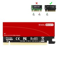 NVME M.2 to PCIe Adapter, PCI Express X16 to M2 (Key M) Card with Heat Sink, Support Windows XP / 7/8 /10, Support 2230 2242 2260 2280 Size SSD Full Speed