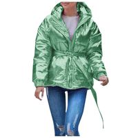 RUIVE Oversize Quilted Coats for Women's Winter Hooded Warm Thick Outerwear Button Belt Ladies Cotton-Padded Jackets Green