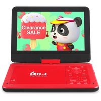 Clearance Sale 12.5" Portable Car Video DVD Player 10.5" Internal Swivel Screen with 5 Hours Rechargeable Battery, Video Player with AV Cable Sync TV, Region-Free DVD Player with Car Charger