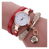 InKach Women Leather Rhinestone Analog Quartz Wrist Watches Sport Watch Gift (Red)