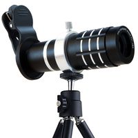 Telephoto Lens for Smartphone - Mobile Camera Kit with 12X Telephoto, Wide Angle and Macro Lenses 3 in 1 - Universal Clip Attachment for iPhone 7 8 Plus X & Android Cell Phone (12X)