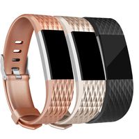 Amzpas for Fitbit Charge 2 Bands, 3 Pack, Small Large Adjustable Replacement Accessory Wristbands Bracelet for Fitbit Charge 2 Women & Men (#Special:Bronze+Champagne+Black, Small)